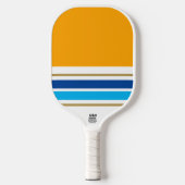 Hellorange-gelbe, blaue Streifen Pickleball Schläger (Vorderseite)