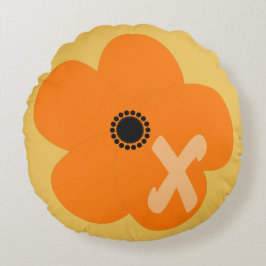 Hellorange Gelbe Blume Rundes Kissen