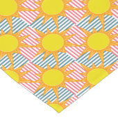 Hellorange gelbe Sonnen aquamarine rosa Quadrate Kurzer Tischläufer (Ecke)