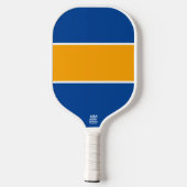 Hellorange Gelbe weiße, tiefblaue Streifen Pickleball Schläger (Rückseite)