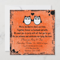 Hellorange Grunge Uhu Punk Hochzeit Einladungen