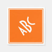 Hellorange mit weißem Monogramm Serviette (Vorderseite)
