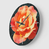 Hellorange Rose Große Wanduhr (Winkel)