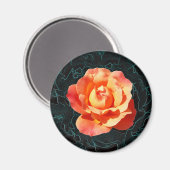 Hellorange Rose Magnet (Vorderseite/Rückseite)