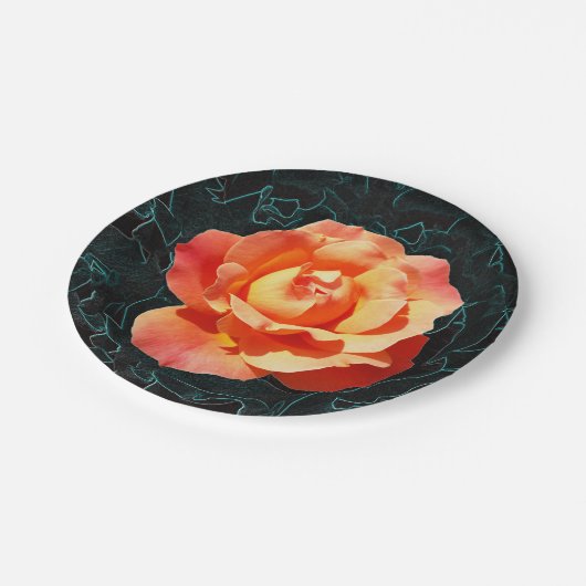Hellorange Rose Pappteller (Schrägansicht)