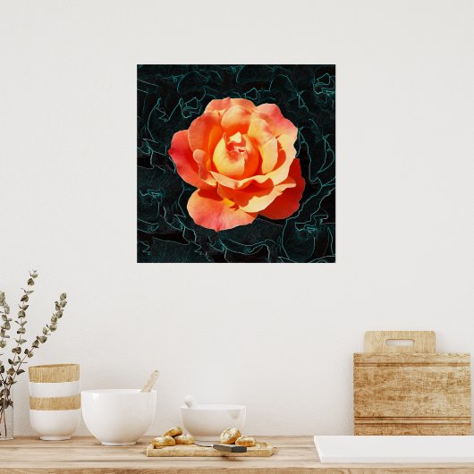 Hellorange Rose Poster (Küche)