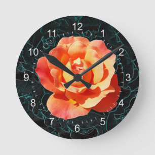 Hellorange Rose Runde Wanduhr
