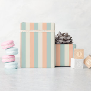 Hellorange / Salbeigrün / Gelbe Streifen Geschenkpapier