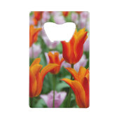 Hellorange Tulpen im Park Geldbeutel Flaschenöffner (Rückseite)