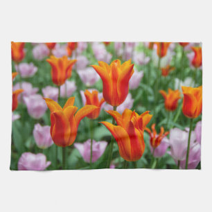 Hellorange Tulpen im Park Geschirrtuch