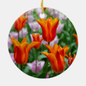 Hellorange Tulpen im Park Keramik Ornament (Hinten)