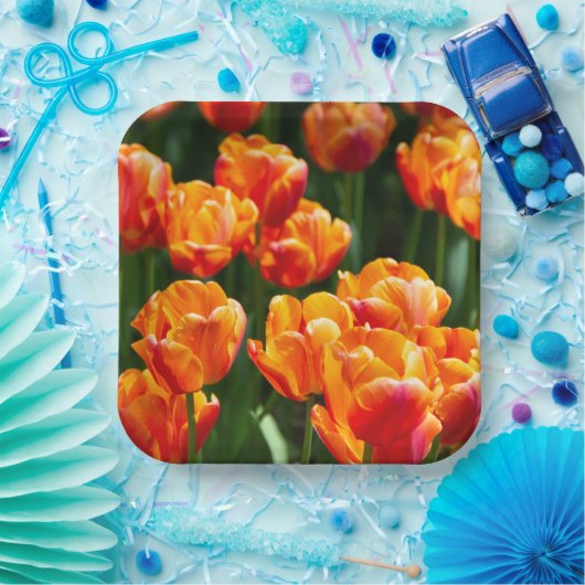 Hellorange Tulpen im Park Pappteller (Party)