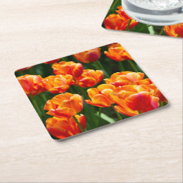 Hellorange Tulpen im Park Rechteckiger Pappuntersetzer