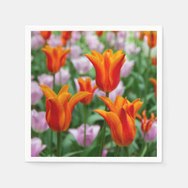 Hellorange Tulpen im Park Serviette