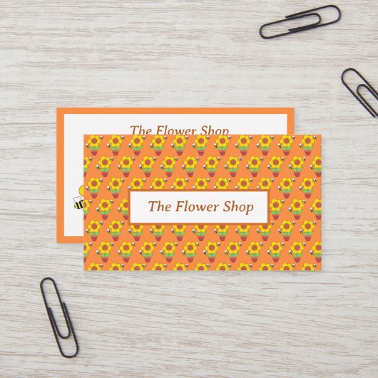 Hellorange und gelbe Sonnenblumen Visitenkarte (Vorderseite/Rückseite Beispiel)