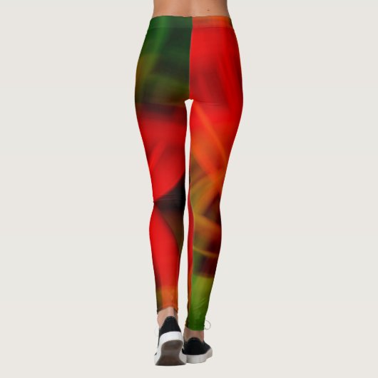 Hellorange und grüne Abstrakt Leggings (Rückseite)