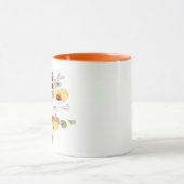 Hellorangefarbene Aquarellblumen personalisiert Tasse (Zentrum)