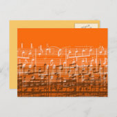 Hellorangefarbene Musiknoten Postkarte (Vorne/Hinten)