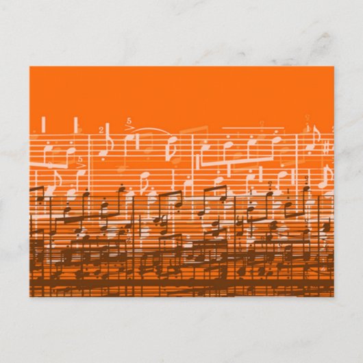 Hellorangefarbene Musiknoten Postkarte (Vorderseite)