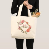 HelloSpring, Rosa Blumenrahmen Jumbo Stoffbeutel (Vorderseite (Produkt))