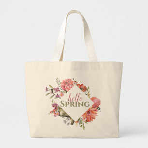 HelloSpring, Rosa Blumenrahmen Jumbo Stoffbeutel
