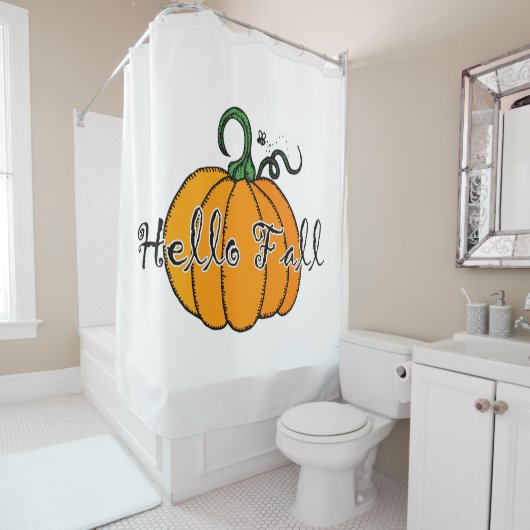 Hellow Pumpkin Fall Pumpkin Hello Fall Duschvorhang (Beispiel)