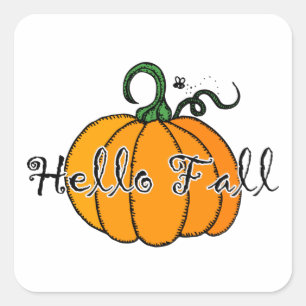 Hellow Pumpkin Fall Pumpkin Hello Fall Quadratischer Aufkleber