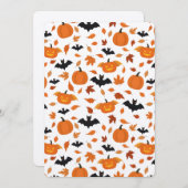 Helloween | Kürbis, Fledermaus, Blätter im Herbst. Einladung (Vorne/Hinten)