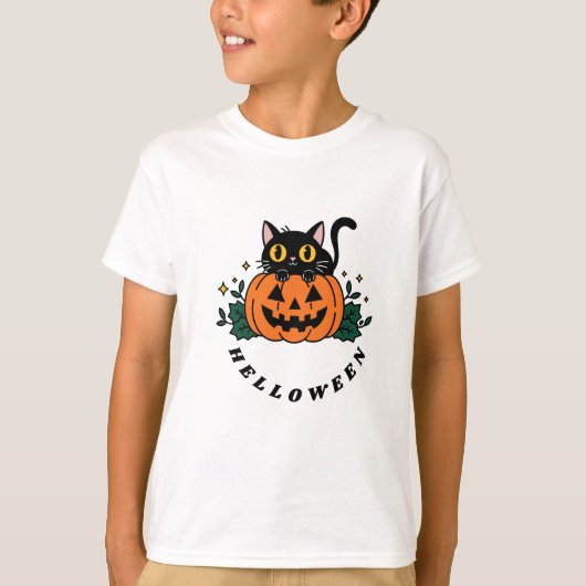 Helloween. Pumnkin und gost Katze verängstigt? T-Shirt (Vorderseite)