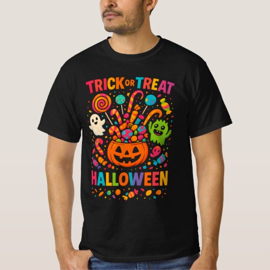 HELLOWEEN Trick oder Behandlung Vollfarben-Unisex- T-Shirt (Vorderseite)