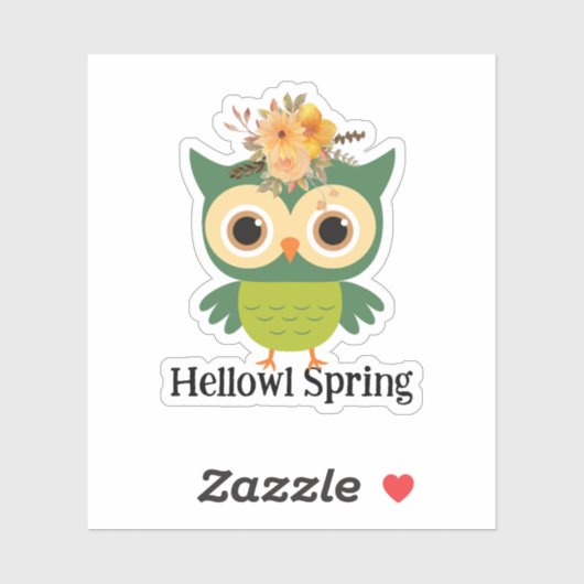 Hellown Spring Niedlich Owl Hello Spring Aufkleber (Blatt)