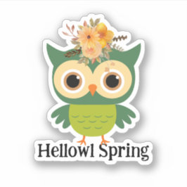 Hellown Spring Niedlich Owl Hello Spring Aufkleber