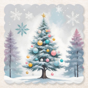 Hellpastell-Weihnachtsbaum Blau-Lila Weihnachtsd Untersetzer