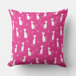 HELLPINK MIT WEISSEN KATZSILHOUETTEN KISSEN