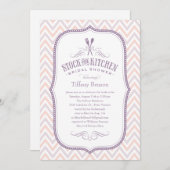 Hellpurpurne Streifen-Küchen-Duschen-Einladungen Einladung (Vorne/Hinten)