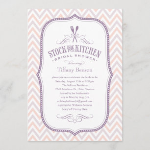 Hellpurpurne Streifen-Küchen-Duschen-Einladungen Einladung
