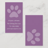 Hellpurpurnes Tatzen-Druck-Haustier-sitzende Visitenkarte (Vorne/Hinten)