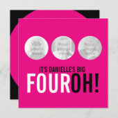 Hellrosa 40. FOUROH! Foto Geburtstag einladen Einladung (Vorne/Hinten)