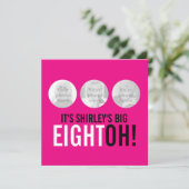 Hellrosa 80. ACHTOH! Foto Geburtstag einladen Einladung (Stehend Vorderseite)