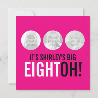 Hellrosa 80. ACHTOH! Foto Geburtstag einladen Einladung