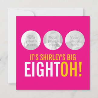 Hellrosa 80. ACHTOH! Foto Geburtstag einladen Einladung