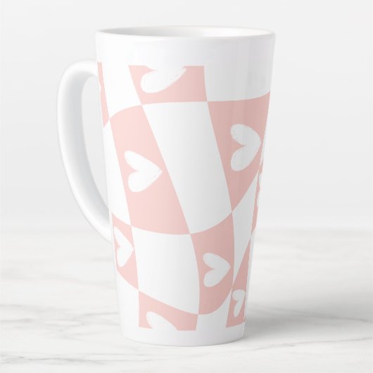 Hellrosa abstraktes Herz-Tasse – Minimale Ästhetik Milchtasse (Linke Ecke)