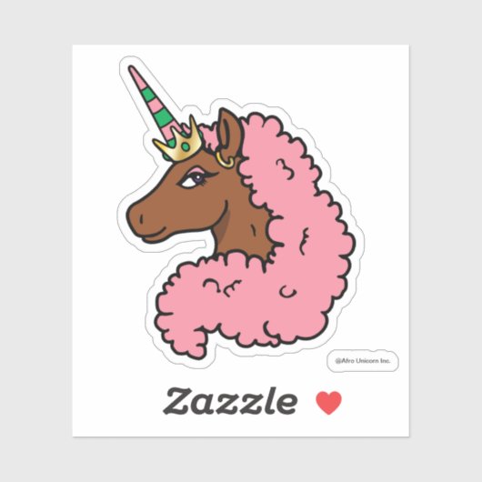 Hellrosa Afro Unicorn Aufkleber (Blatt)