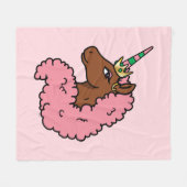 Hellrosa Afro Unicorn Fleecedecke (Vorderseite (Horizontal))