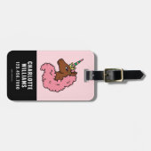 Hellrosa Afro Unicorn Gepäckanhänger (Vorderseite horizontal)