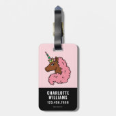 Hellrosa Afro Unicorn Gepäckanhänger (Rückseite vertikal)