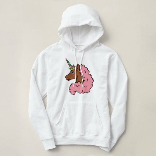 Hellrosa Afro Unicorn Hoodie (Design vorne)