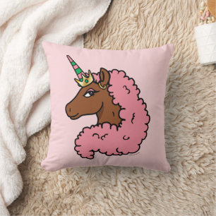 Hellrosa Afro Unicorn Kissen
