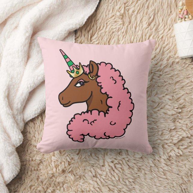 Hellrosa Afro Unicorn Kissen (Decke)