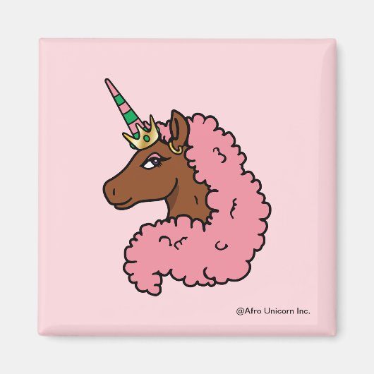 Hellrosa Afro Unicorn Magnet (Vorne)